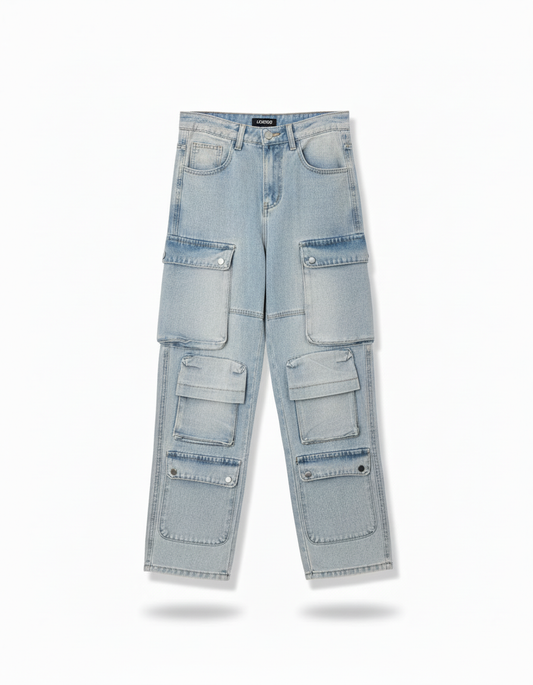 Pantalón Cargo Mezclilla
