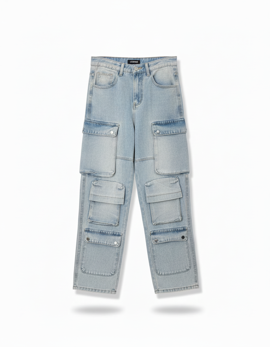 Pantalón Cargo Mezclilla