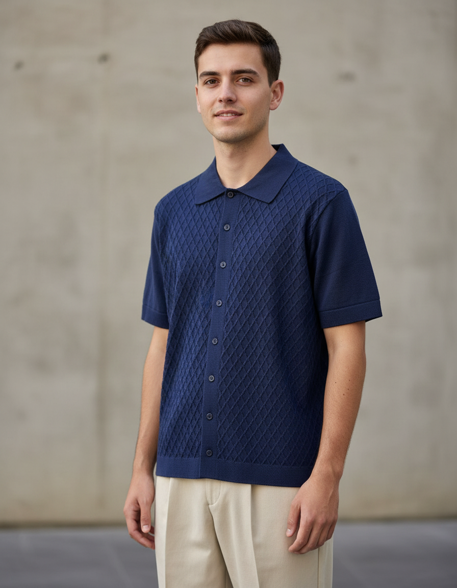 Camisa Diamond Knit DB – Textura Premium y Estilo Sofisticado
