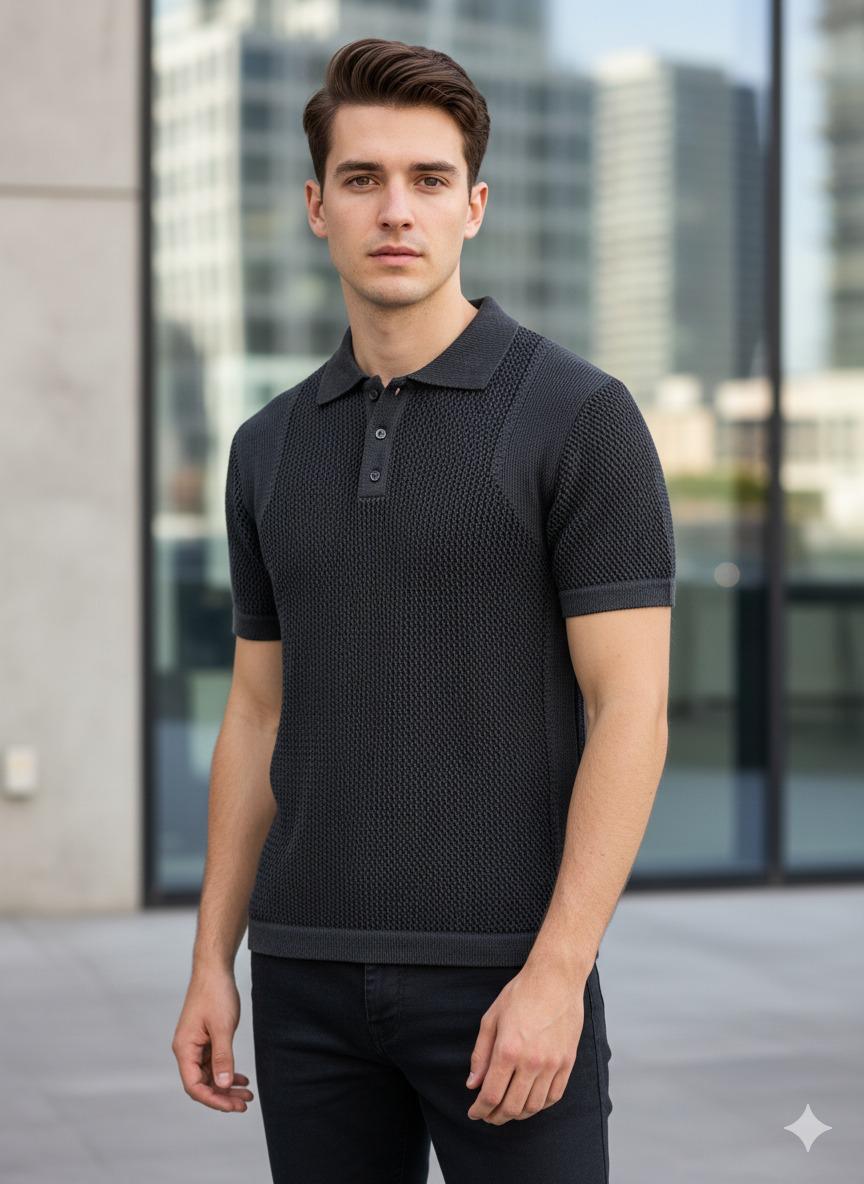 PLAYERA DB CUELLO POLO PERFORACIÓN CORTE STRAIGHT