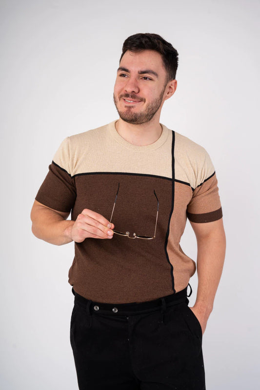 PLAYERA DE TEJIDO CUELLO REDONDO TRICOLOR