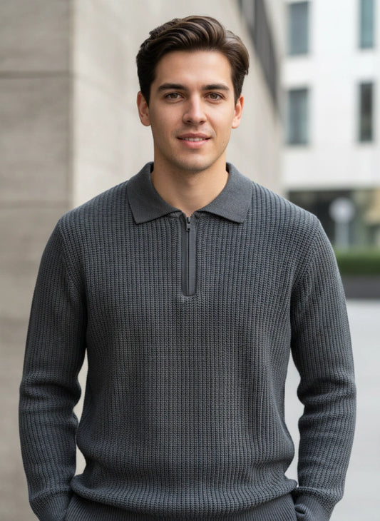 SUETER CUELLO POLO CON CIERRE