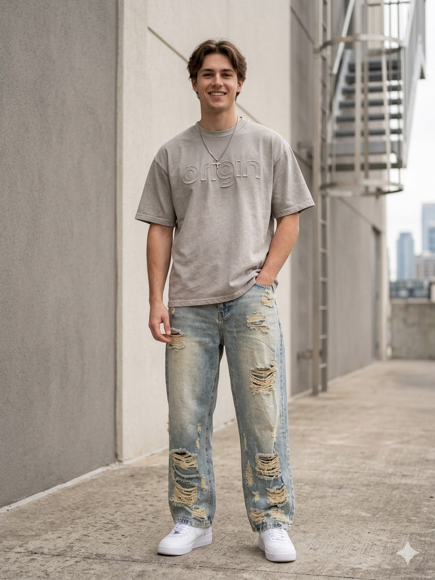 Playera Oversize Origin con Cadena – Street Style Premium