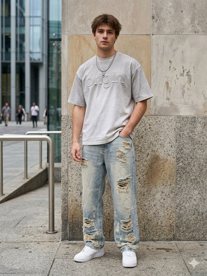 Playera Oversize Origin con Cadena – Street Style Premium