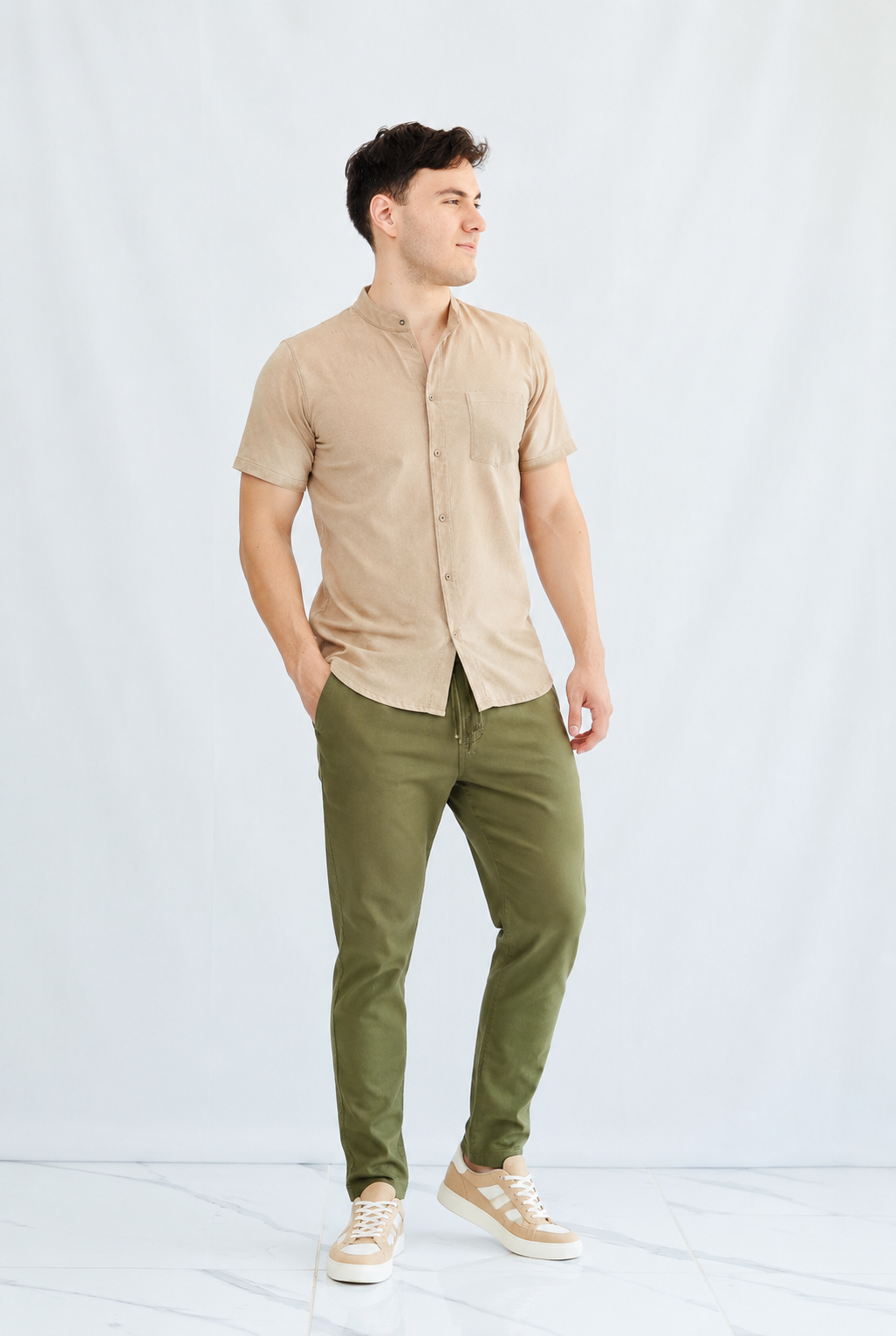 CAMISA DE LINO CUELLO MAO DB – Sofisticación Natural