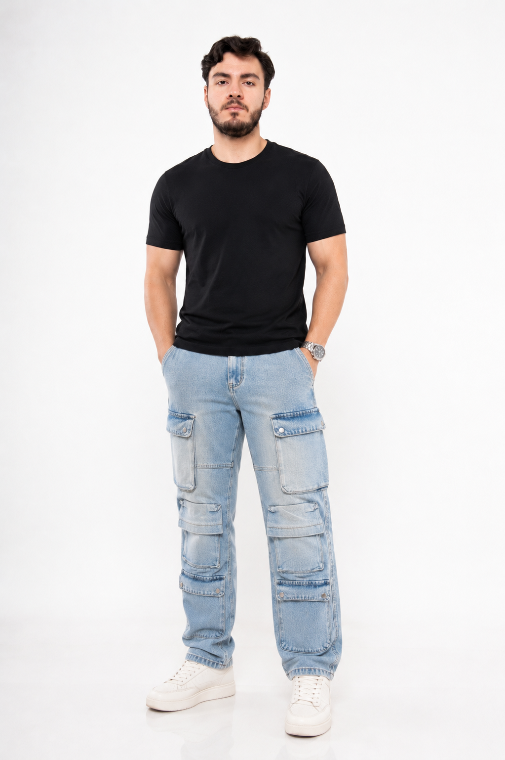 Pantalón Cargo Mezclilla