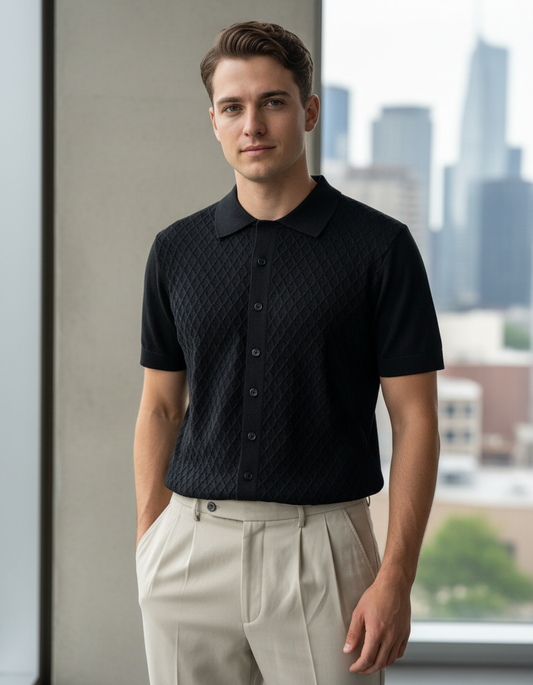 Camisa Diamond Knit DB – Textura Premium y Estilo Sofisticado