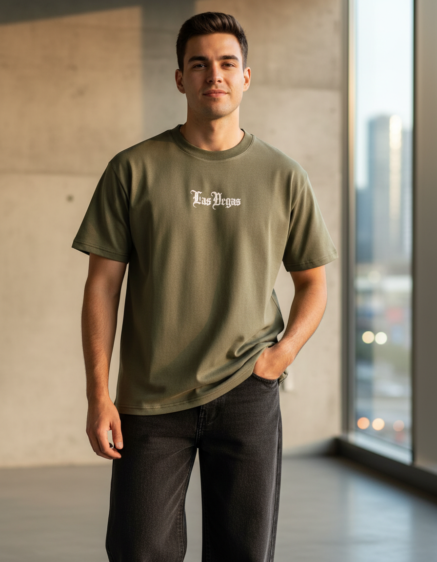 Playera Oversize “Las Vegas” – Estilo Urbano con Actitud Nocturna