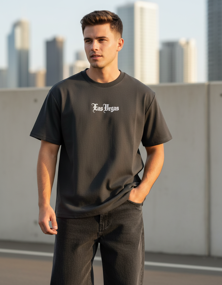Playera Oversize “Las Vegas” – Estilo Urbano con Actitud Nocturna
