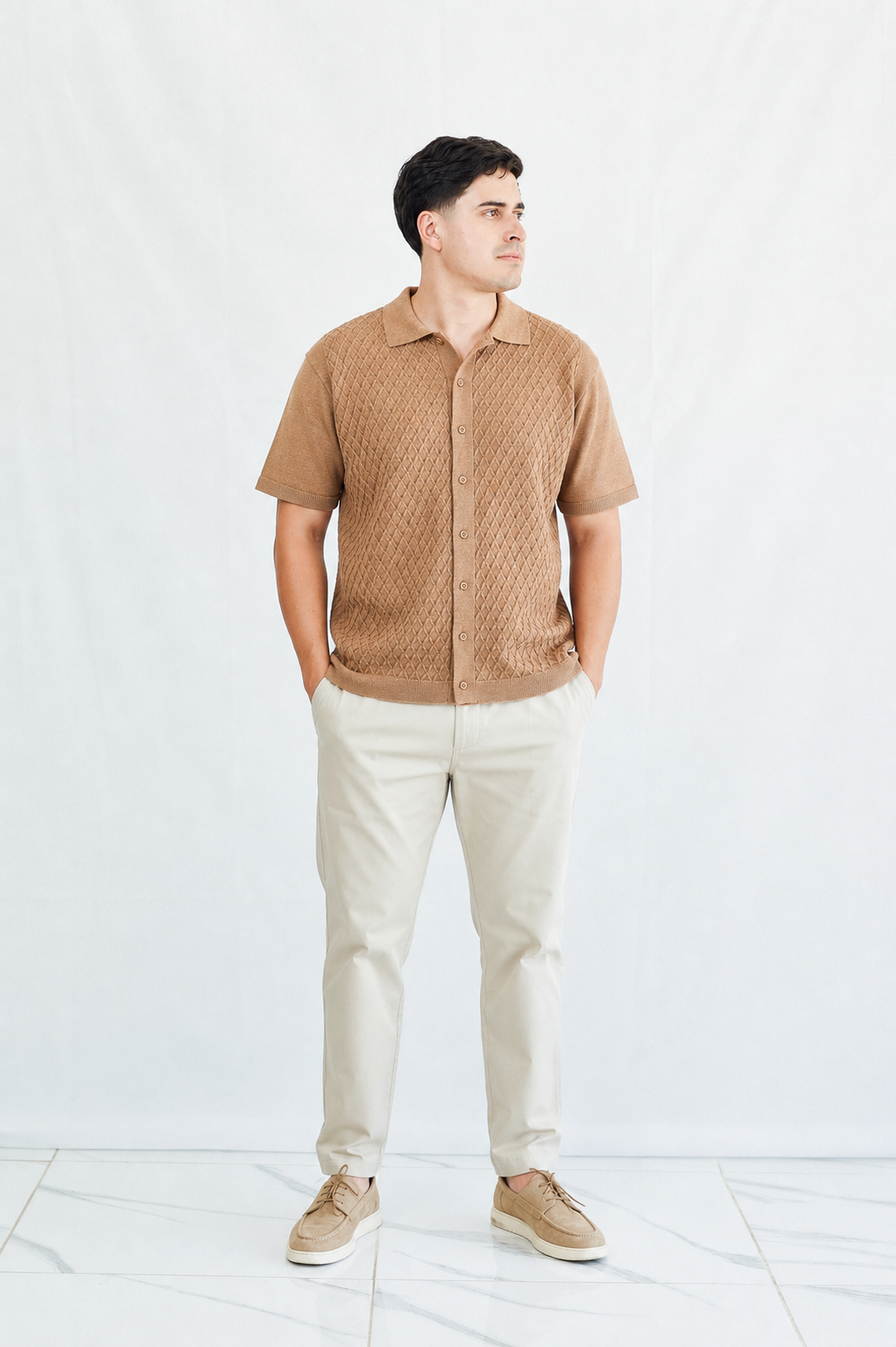 Camisa Diamond Knit DB – Textura Premium y Estilo Sofisticado