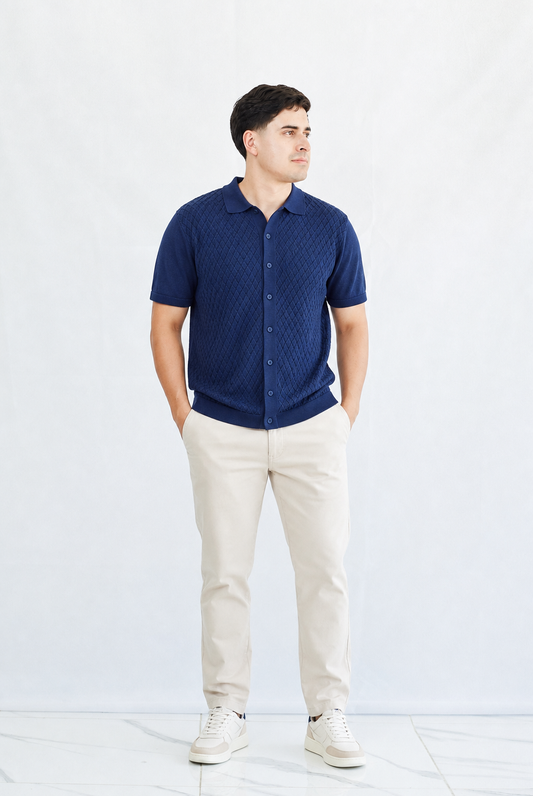 Camisa Diamond Knit DB – Textura Premium y Estilo Sofisticado