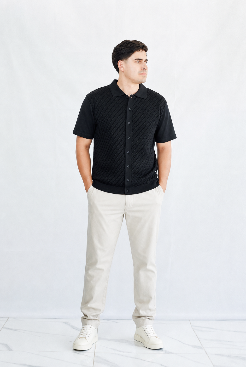 Camisa Diamond Knit DB – Textura Premium y Estilo Sofisticado