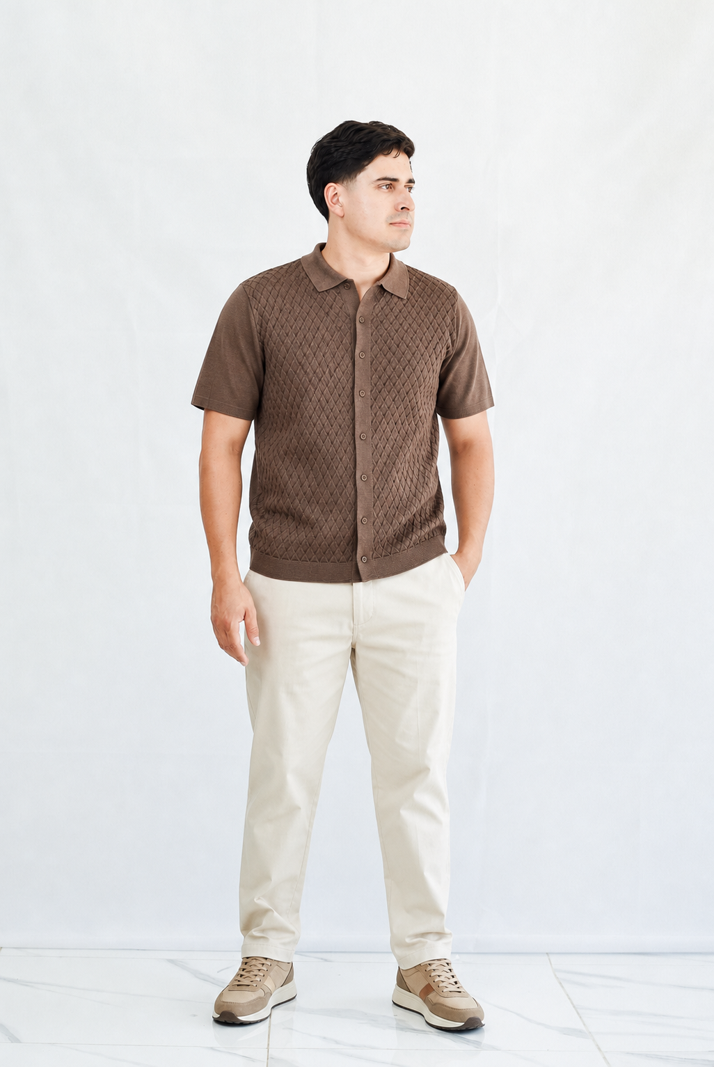 Camisa Diamond Knit DB – Textura Premium y Estilo Sofisticado