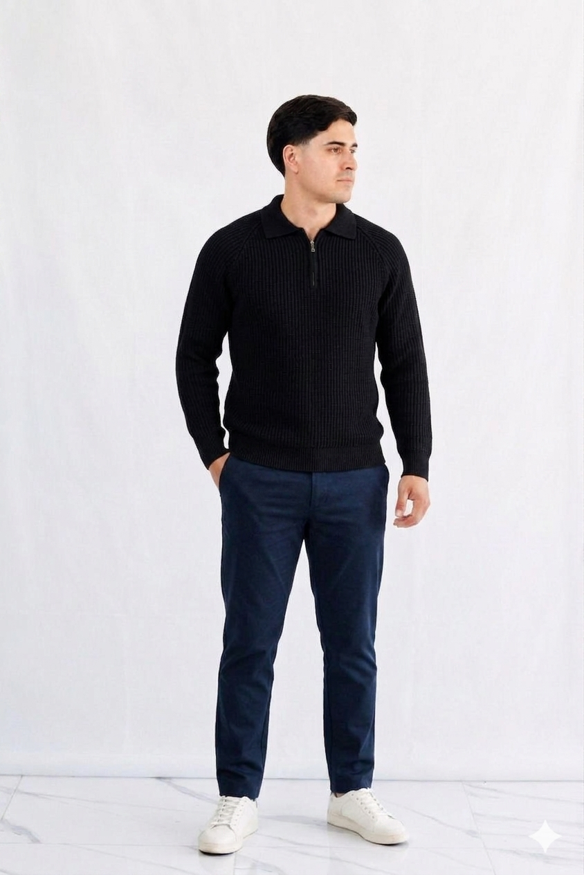 SUETER CUELLO POLO CON CIERRE
