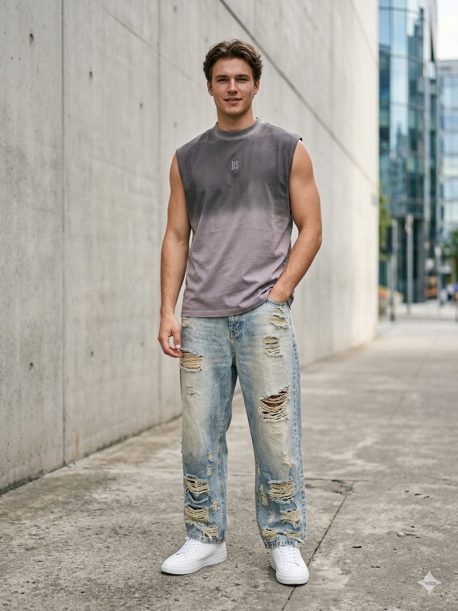 Playera Sin Mangas Efecto Aerosol – Estilo Urbano Premium