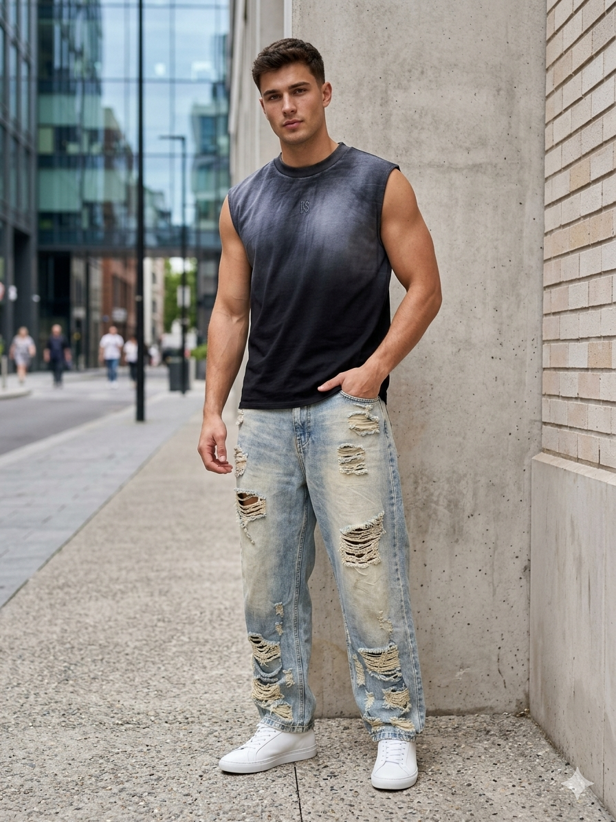Playera Sin Mangas Efecto Aerosol – Estilo Urbano Premium