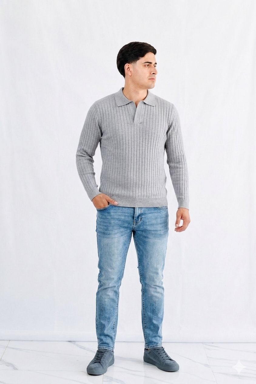 PLAYERA POLO LINEAS ML