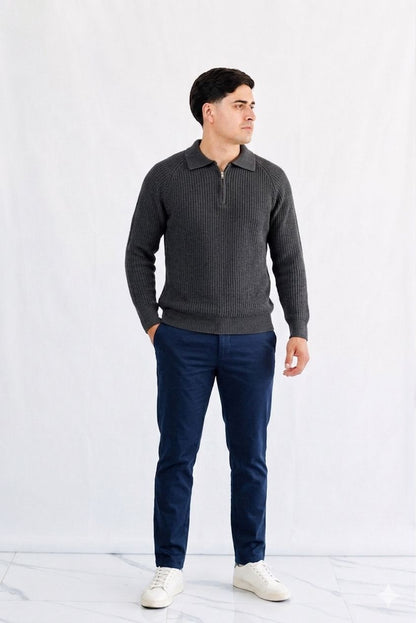 SUETER CUELLO POLO CON CIERRE