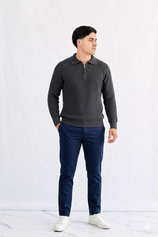 SUETER CUELLO POLO CON CIERRE