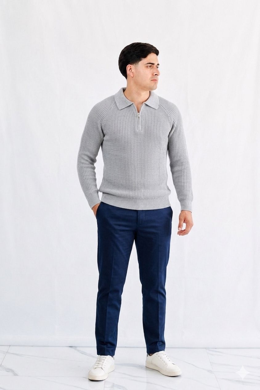 SUETER CUELLO POLO CON CIERRE